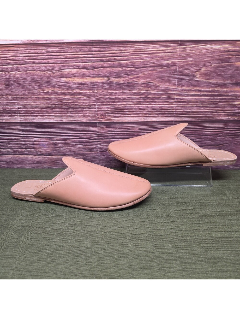 Sabah Tan Leather Slippers 48 US 15-15.5 Hand Made El Paso TX Baba